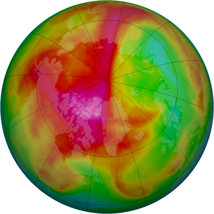 Arctic ozone map for 29 February 1984